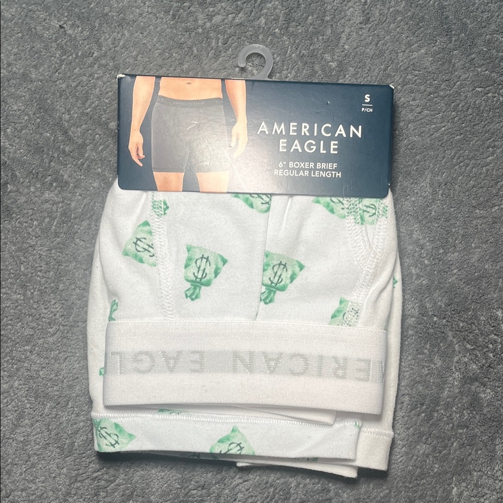American Eagle Outfitters White Boxer Briefs with Green Dollar Print